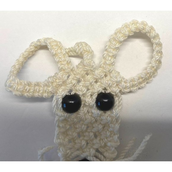 Vintage Macramae Reindeer Christmas Tree Ornament 4" - Picture 3 of 5